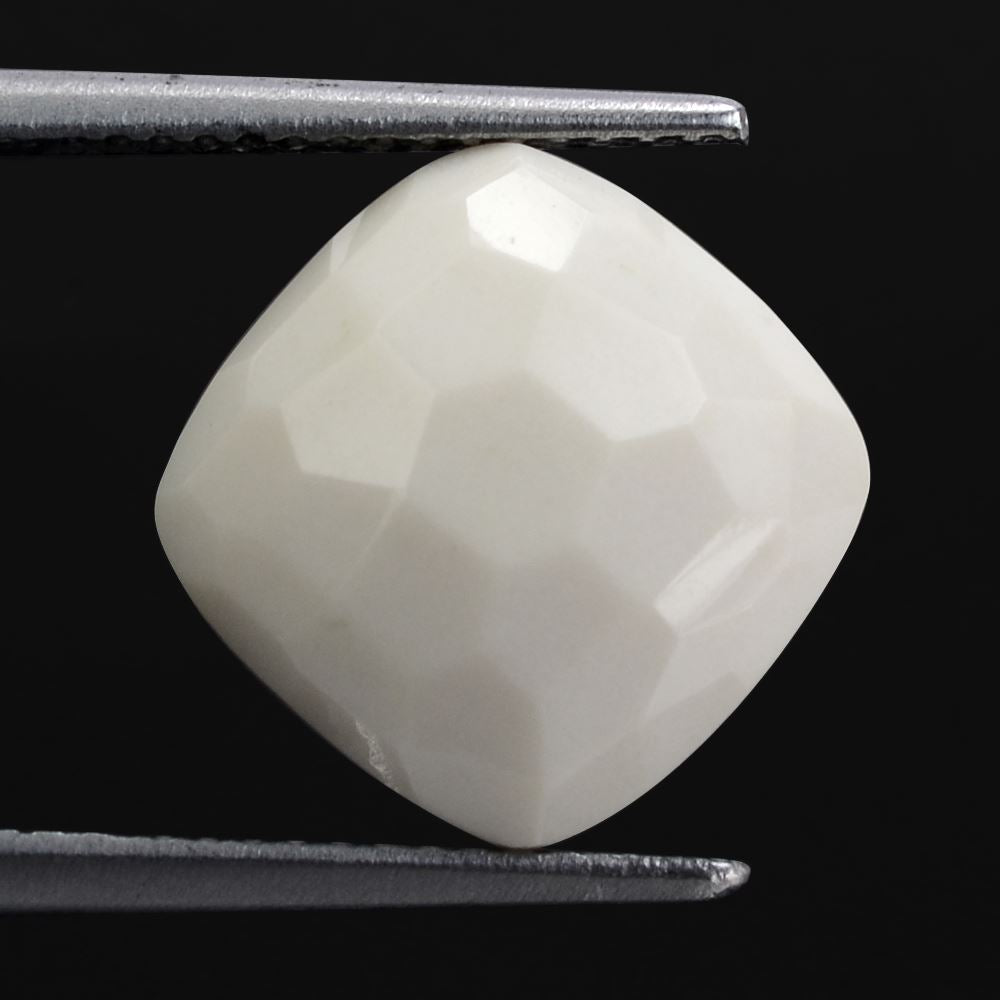 WHITE AGATE IRREGULAR FACETS CUSHION CAB (H/D) AT BOTTOM 11MM  4.94 Cts.