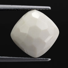 WHITE AGATE IRREGULAR FACETS CUSHION CAB (H/D) AT BOTTOM 11MM  4.94 Cts.