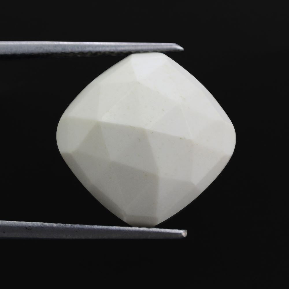 WHITE AGATE ROSE CUT CUSHION CAB 14MM 9.80 Cts.