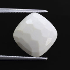 WHITE AGATE IRREGULAR FACETS CUSHION CAB (H/D AT BOTTOM)11MM  4.48 Cts.