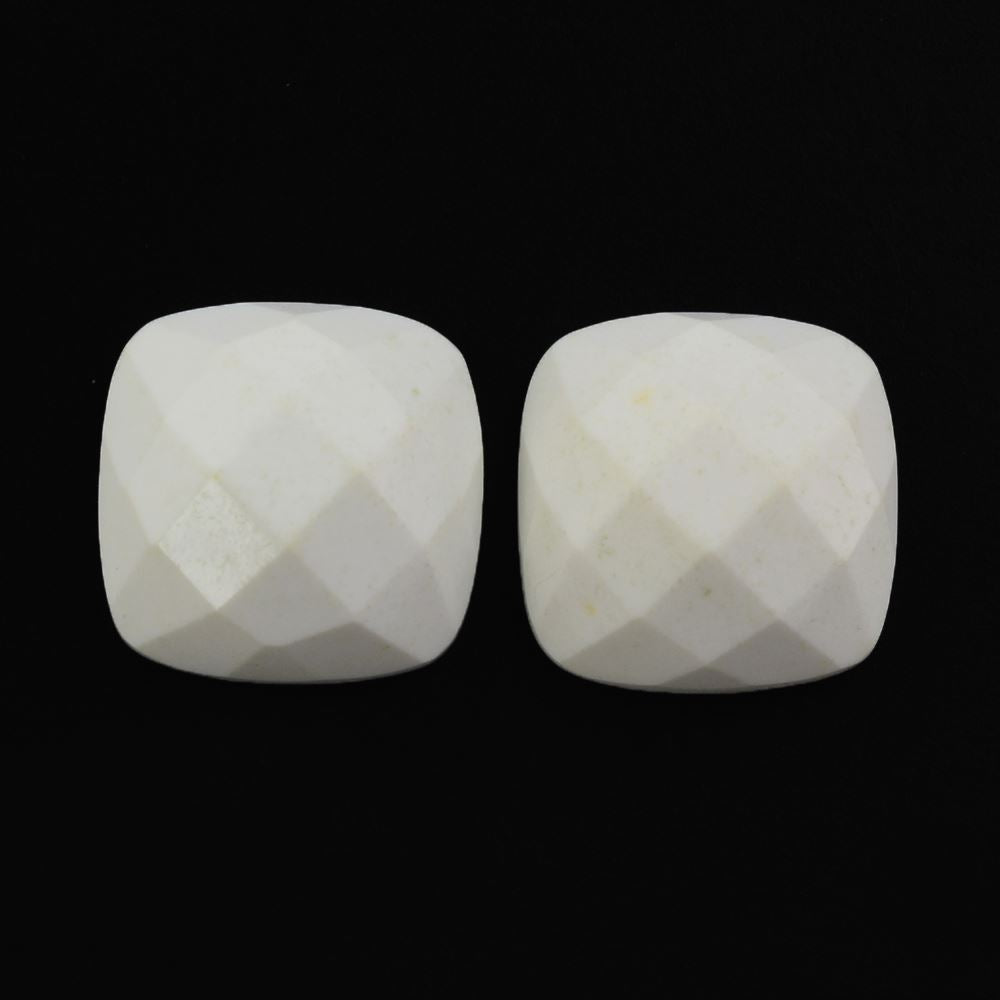 WHITE AGATE IRREGULAR FACETS CUSHION CAB (H/D AT BOTTOM)11MM  4.48 Cts.