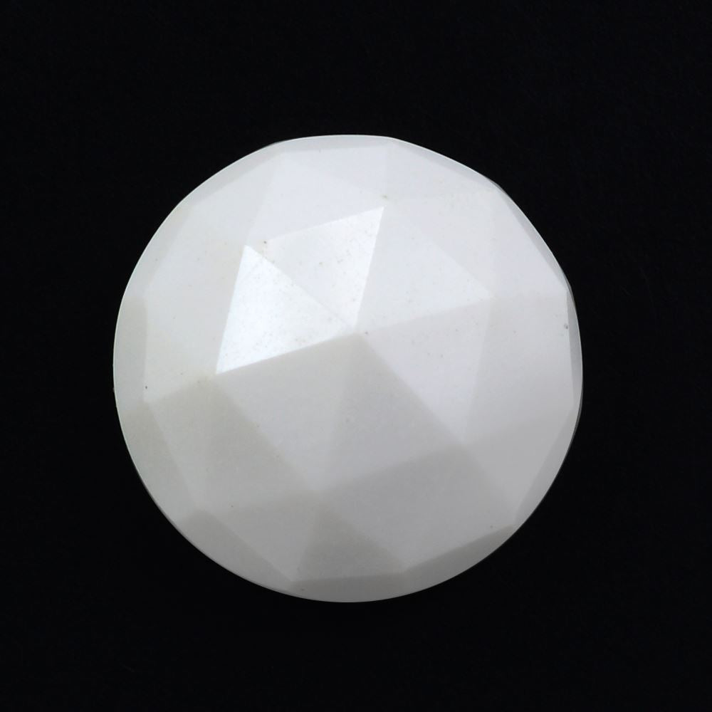 WHITE AGATE ROSE CUT ROUND CAB 14MM 9.17 Cts.