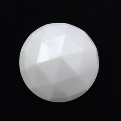 WHITE AGATE ROSE CUT ROUND CAB 14MM 9.17 Cts.