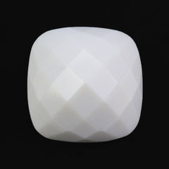 WHITE AGATE CHECKER CUSHION CAB 14MM 10.23 Cts.