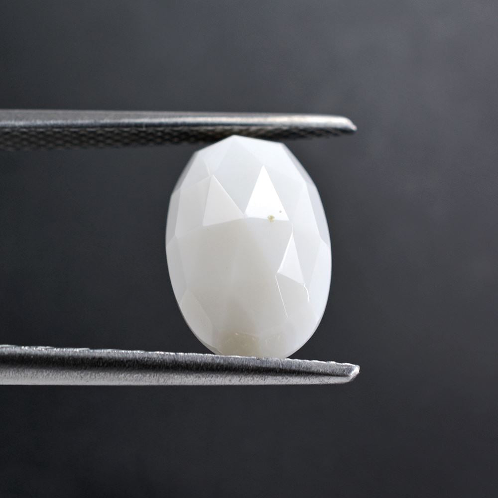 WHITE AGATE ROSE CUT OVAL CAB 12X8MM 3.18 Cts.