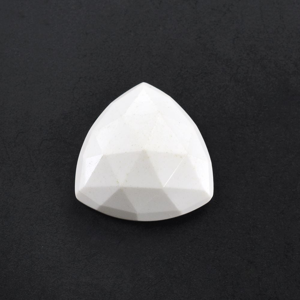 WHITE AGATE ROSE CUT TRILLION CAB 14MM 7.80 Cts.