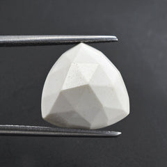 WHITE AGATE ROSE CUT TRILLION CAB 14MM 7.80 Cts.