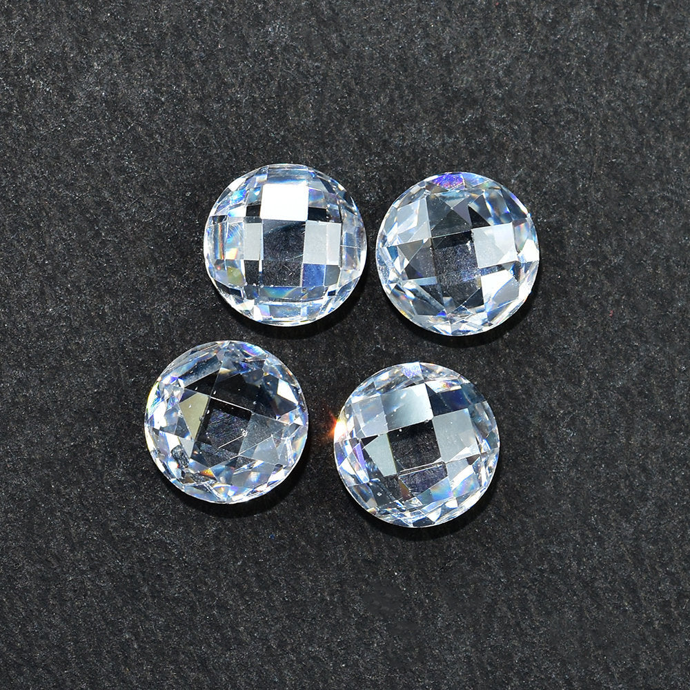 CUBIC ZIRCONIA WHITE CHECKER CUT BRIOLETTE ROUND 8.00MM 4.03 Cts.
