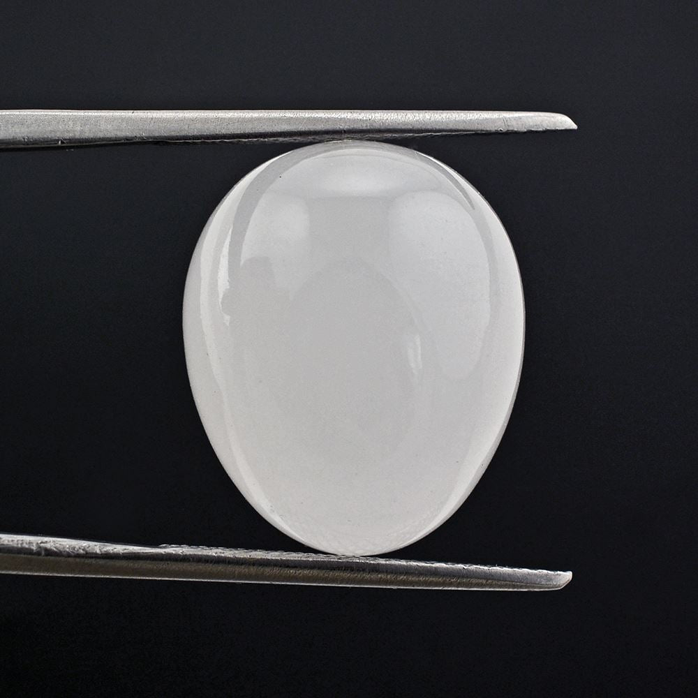 WHITE MILKY QUARTZ PLAIN EGG DROP WITH HALF DRILL 18X15MM 28.40 Cts.