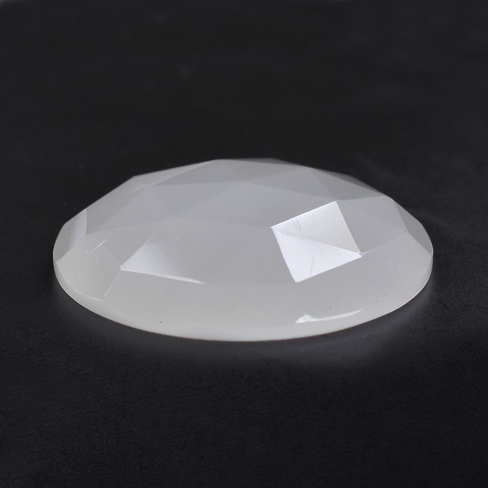 WHITE MILKY QUARTZ ROSE CUT ROUND CAB (FLAT) 25MM 22.69 Cts.