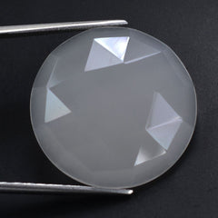 WHITE MILKY QUARTZ ROSE CUT ROUND CAB (FLAT) 25MM 22.69 Cts.