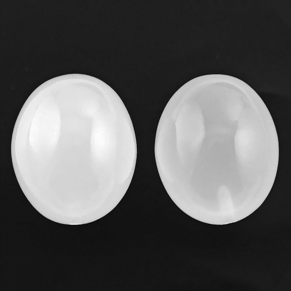 WHITE MILKY QUARTZ PLAIN OLIVE (HALF DRILL) 18X15MM 28.26 Cts.