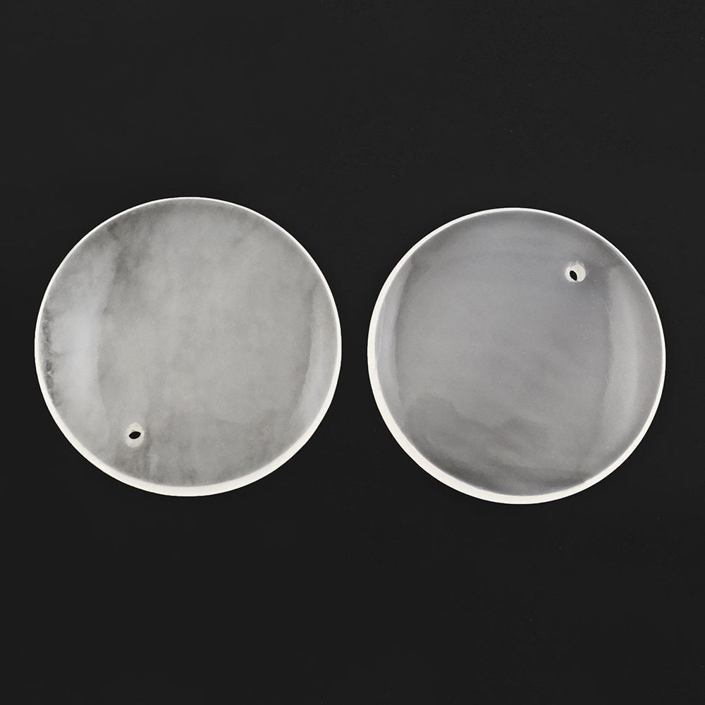 WHITE MILKY QUARTZ LENTIL ROUND (FULL DRILL) 25MM 17.49 Cts.