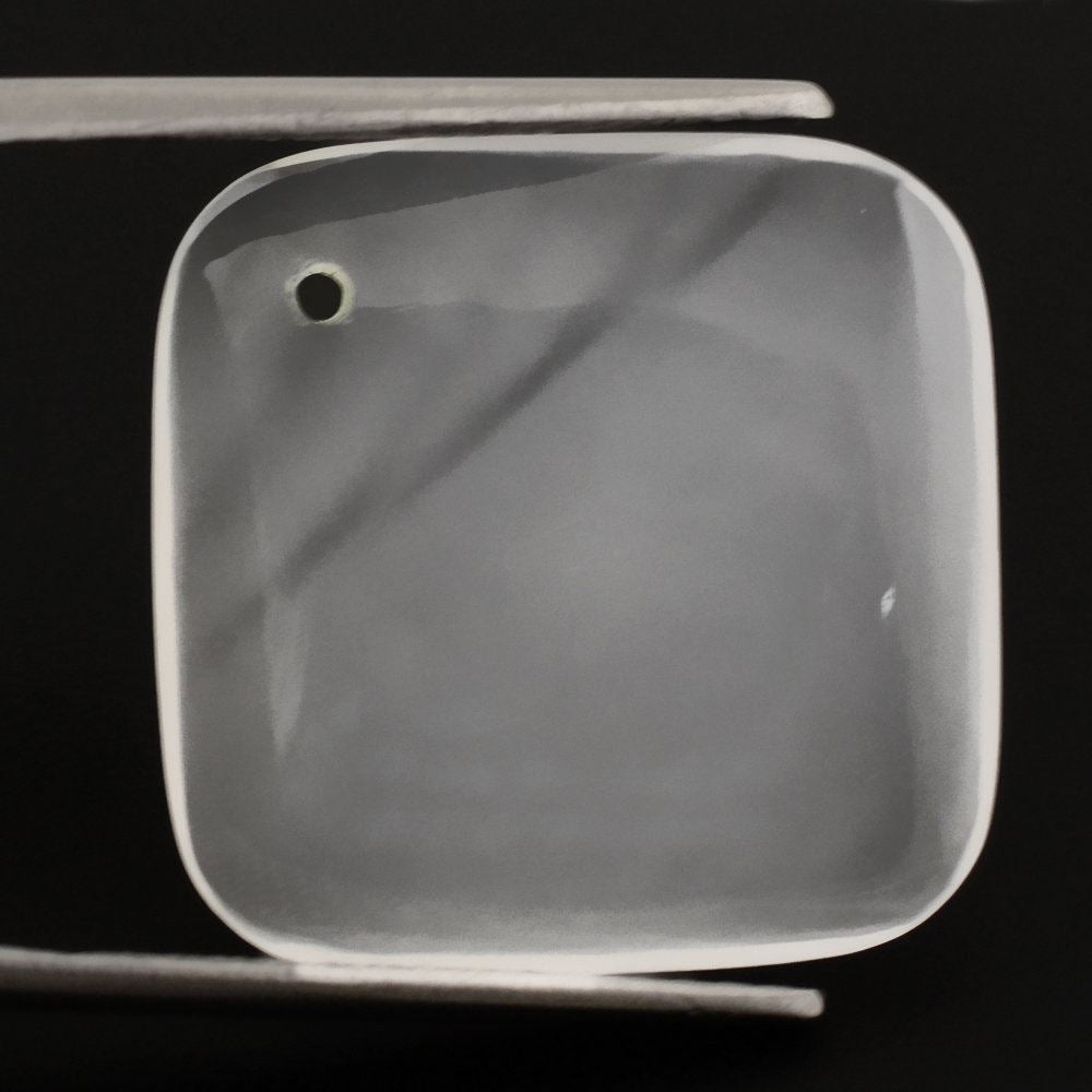 WHITE MILKY QUARTZ LENTIL CUSHION (FULL DRILL) 20MM 13.80 Cts.
