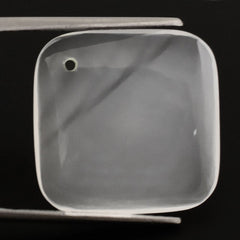 WHITE MILKY QUARTZ LENTIL CUSHION (FULL DRILL) 20MM 13.80 Cts.