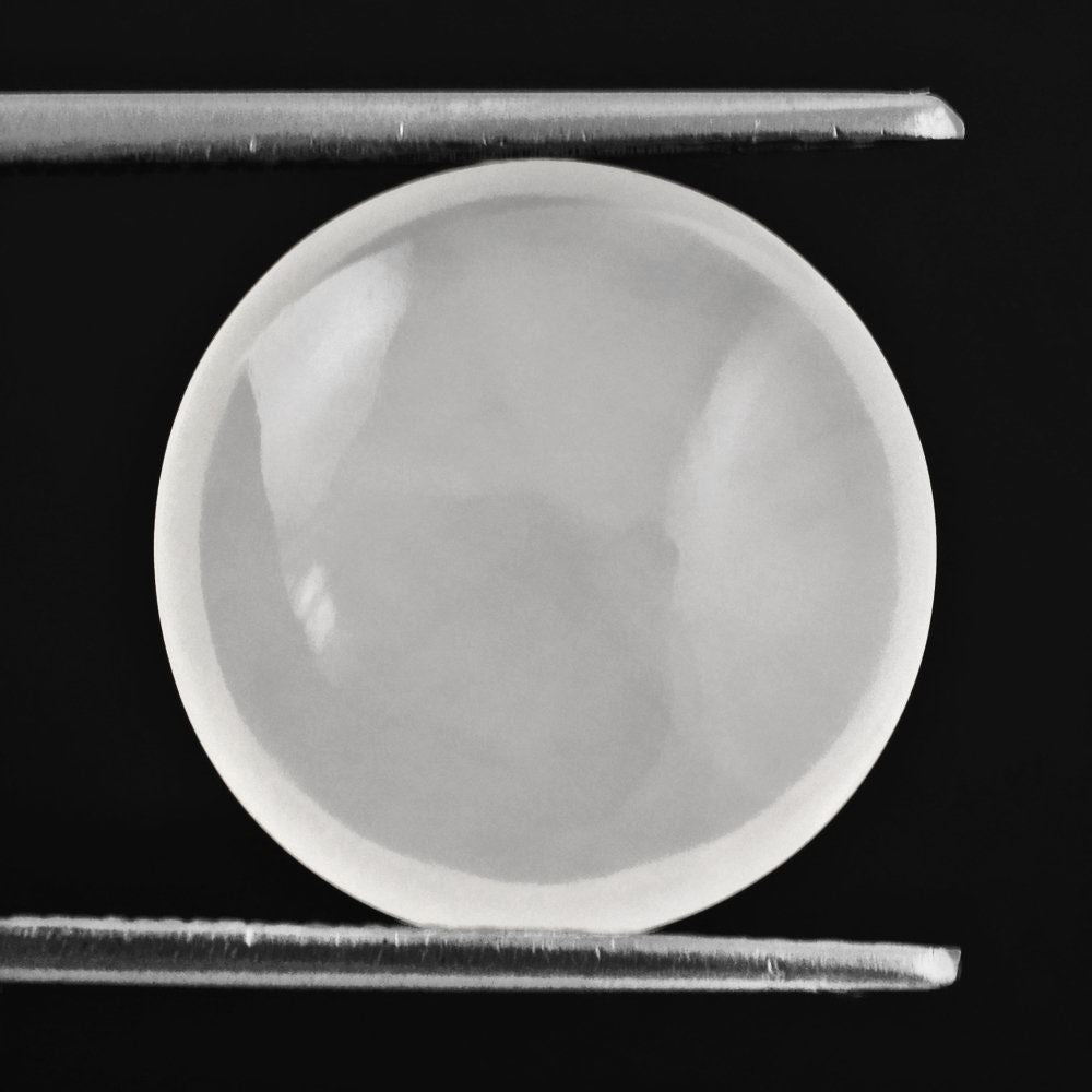 WHITE MILKY QUARTZ LENTIL ROUND 15MM 7.30 Cts.