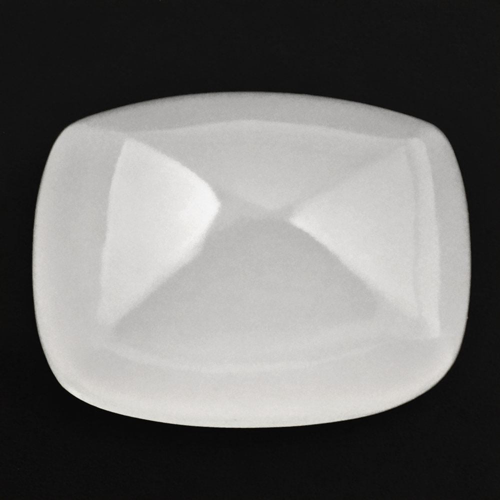 WHITE MILKY QUARTZ PYRAMID CUSHION CAB 16X12MM 15.63 Cts.