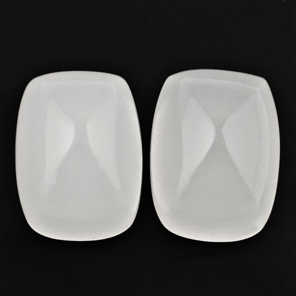 WHITE MILKY QUARTZ PYRAMID CUSHION CAB 16X12MM 15.63 Cts.