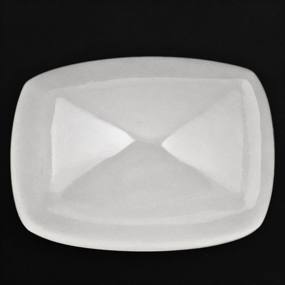 WHITE MILKY QUARTZ PYRAMID CUSHION CAB 18X13MM 18.25 Cts.