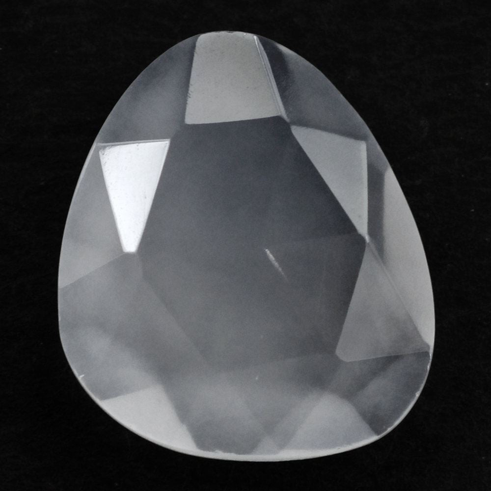 WHITE MILKY QUARTZ ROSE CUT BRIOLETTE PEARISH 14X12MM 4.98 Cts.