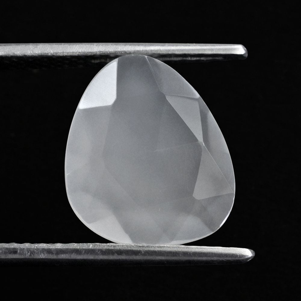 WHITE MILKY QUARTZ ROSE CUT BRIOLETTE PEARISH 14X12MM 4.98 Cts.