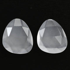 WHITE MILKY QUARTZ ROSE CUT BRIOLETTE PEARISH 14X12MM 4.98 Cts.