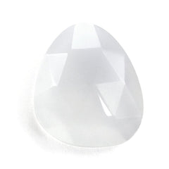 WHITE MILKY QUARTZ ROSE CUT BRIOLETTE PEARISH 14X12MM 4.98 Cts.