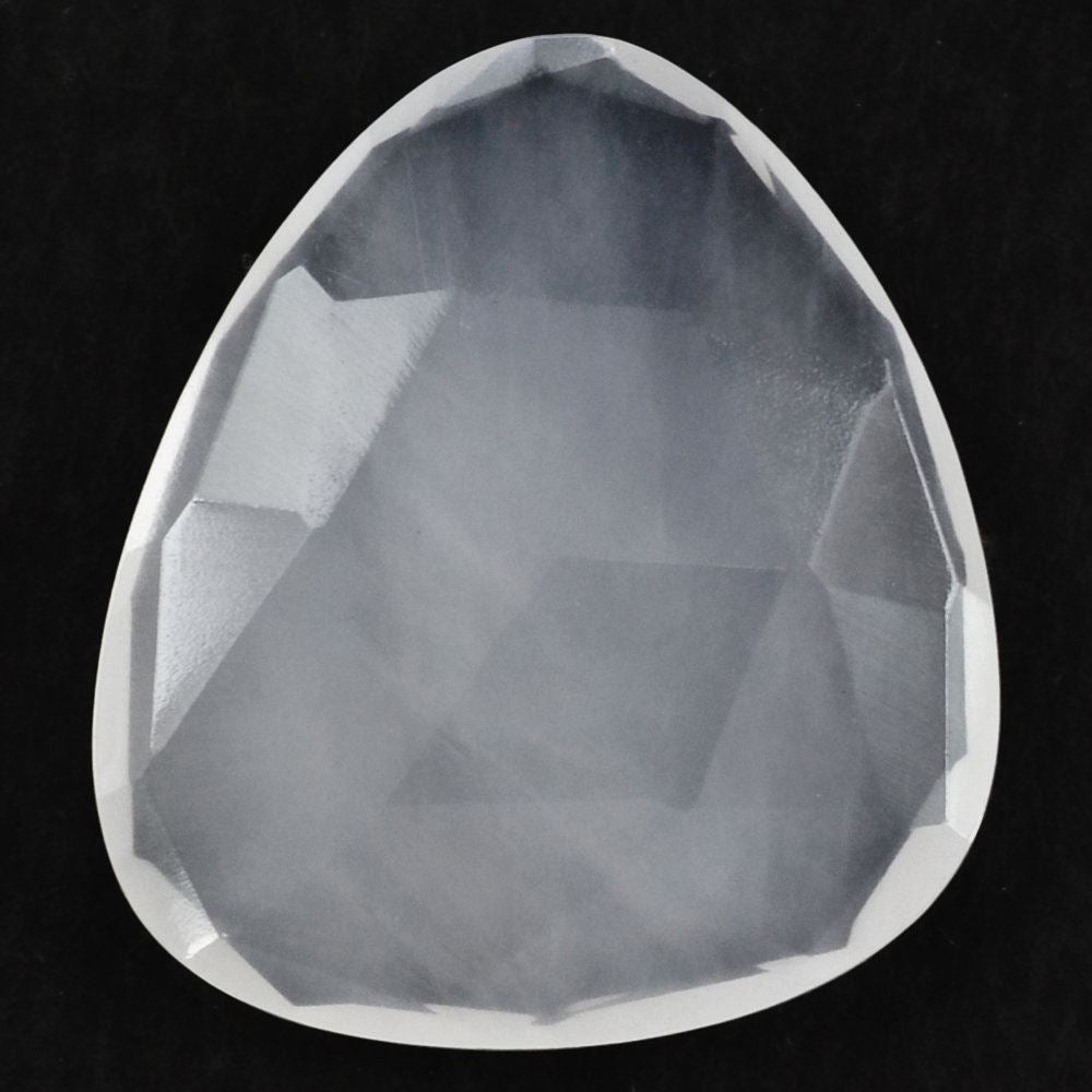 WHITE MILKY QUARTZ ROSE CUT BRIOLETTE PEARISH 18.50X16.50MM 7.58 Cts.