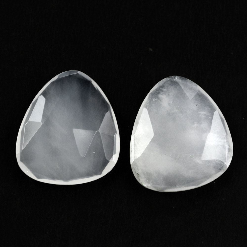 WHITE MILKY QUARTZ ROSE CUT BRIOLETTE PEARISH 18.50X16.50MM 7.58 Cts.