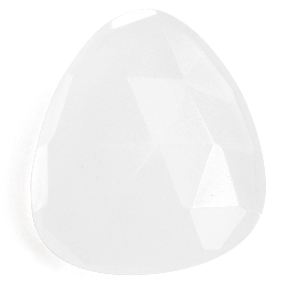 WHITE MILKY QUARTZ ROSE CUT BRIOLETTE PEARISH 18.50X16.50MM 7.58 Cts.