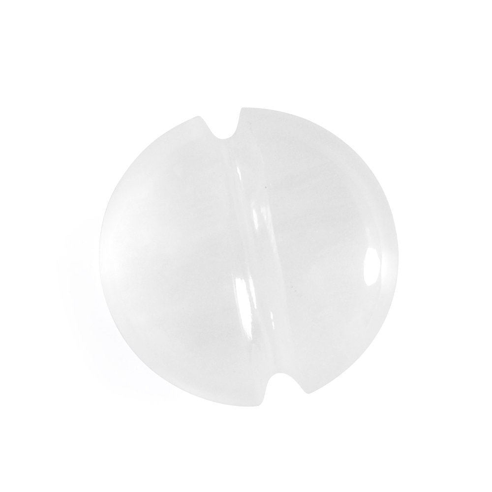 WHITE MILKY QUARTZ LENTIL ROUND WITH CARVED BELT (DES#25) 9MM 2.32 Cts.