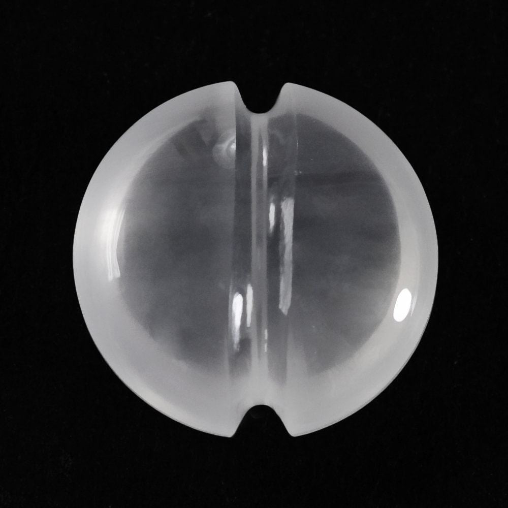 WHITE MILKY QUARTZ LENTIL ROUND WITH CARVED BELT (DES#25) 12MM 5.70 Cts.