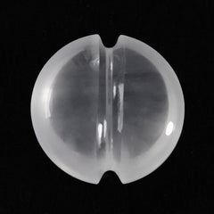 WHITE MILKY QUARTZ LENTIL ROUND WITH CARVED BELT (DES#25) 12MM 5.70 Cts.