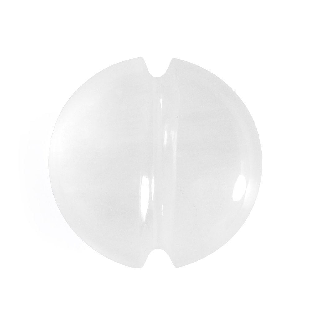 WHITE MILKY QUARTZ LENTIL ROUND WITH CARVED BELT (DES#25) 12MM 5.70 Cts.