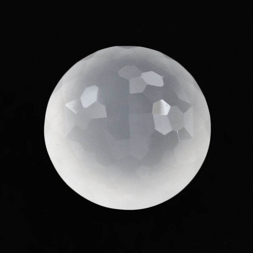 WHITE MILKY QUARTZ FOOTBALL CUT HIGH DOME ROUND 12MM 6.67 Cts.