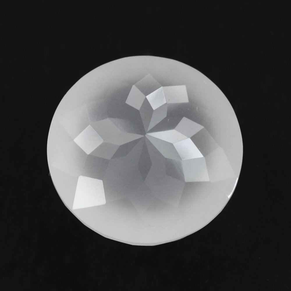 WHITE MILKY QUARTZ FOOTBALL CUT HIGH DOME ROUND 12MM 6.67 Cts.