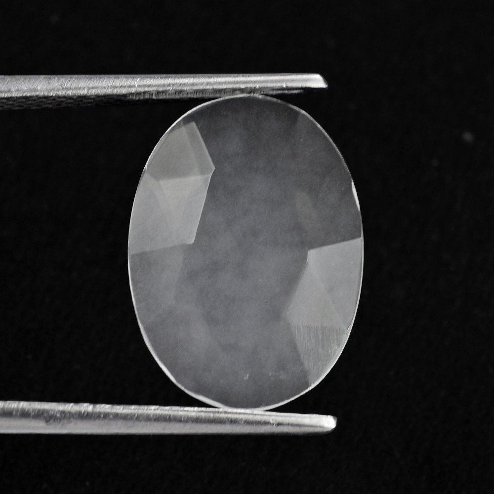 WHITE MILKY QUARTZ ROSE CUT BRIOLETTE OVAL (FLAT) 18X13MM 4.23 Cts.