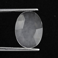 WHITE MILKY QUARTZ ROSE CUT BRIOLETTE OVAL (FLAT) 18X13MM 4.23 Cts.