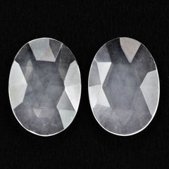 WHITE MILKY QUARTZ ROSE CUT BRIOLETTE OVAL (FLAT) 18X13MM 4.23 Cts.