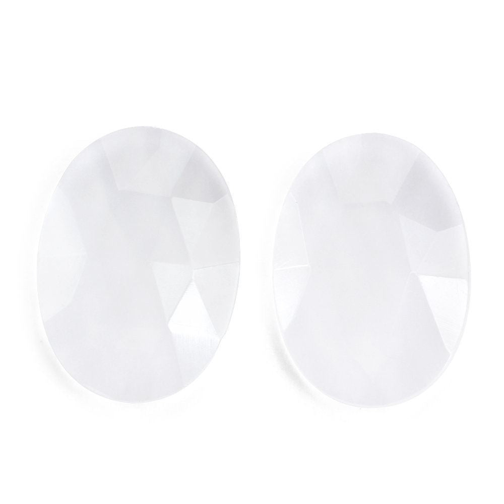 WHITE MILKY QUARTZ ROSE CUT BRIOLETTE OVAL (FLAT) 18X13MM 4.23 Cts.