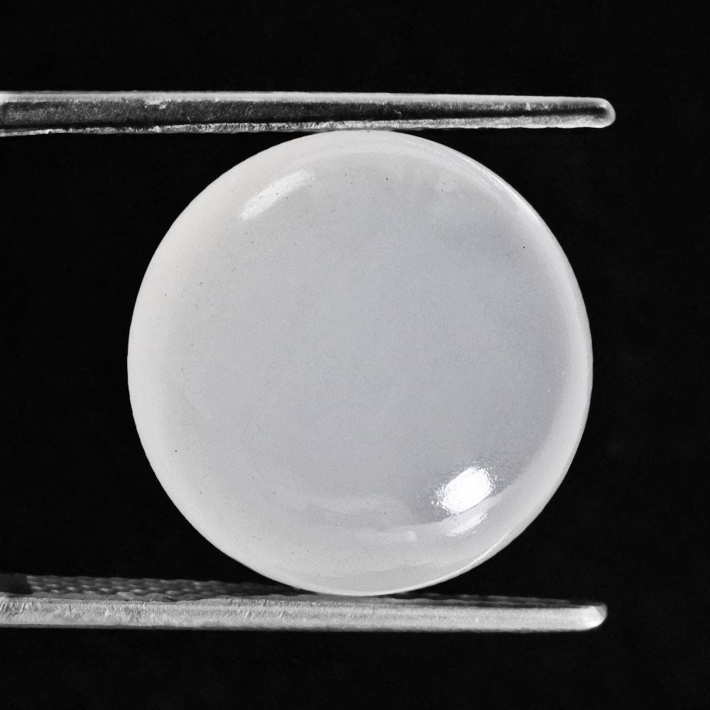 WHITE MILKY QUARTZ LENTIL ROUND 15MM 13.73 Cts.