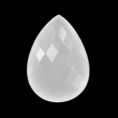 WHITE MILKY QUARTZ BRIOLETTE PEAR 28X20MM 35.80 Cts.