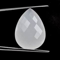 WHITE MILKY QUARTZ BRIOLETTE PEAR 28X20MM 35.80 Cts.