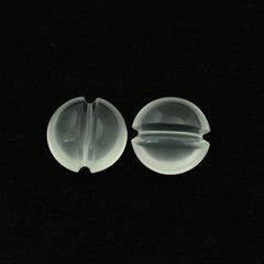 WHITE MILKY QUARTZ LENTIL (WITH CARVED BELT) ROUND 12.00MM 5.35 Cts.