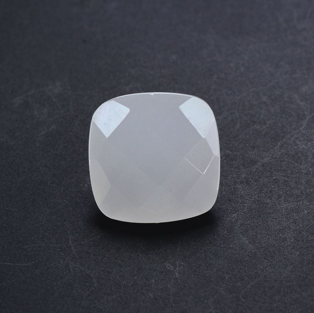 WHITE MILKY QUARTZ CHECKER CUT CUSHION 10MM 3.80 Cts.