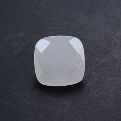 WHITE MILKY QUARTZ CHECKER CUT CUSHION 10MM 3.80 Cts.