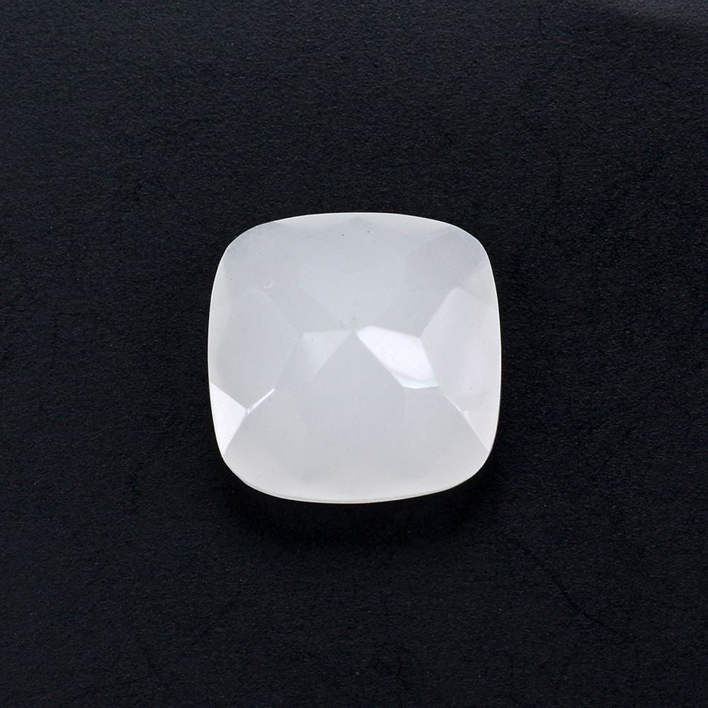 WHITE MILKY QUARTZ CHECKER CUT CUSHION 10MM 3.80 Cts.