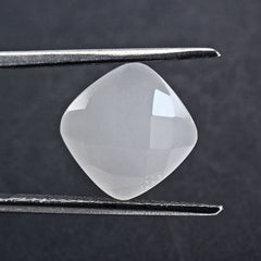 WHITE MILKY QUARTZ CHECKER CUT CUSHION 10MM 3.80 Cts.