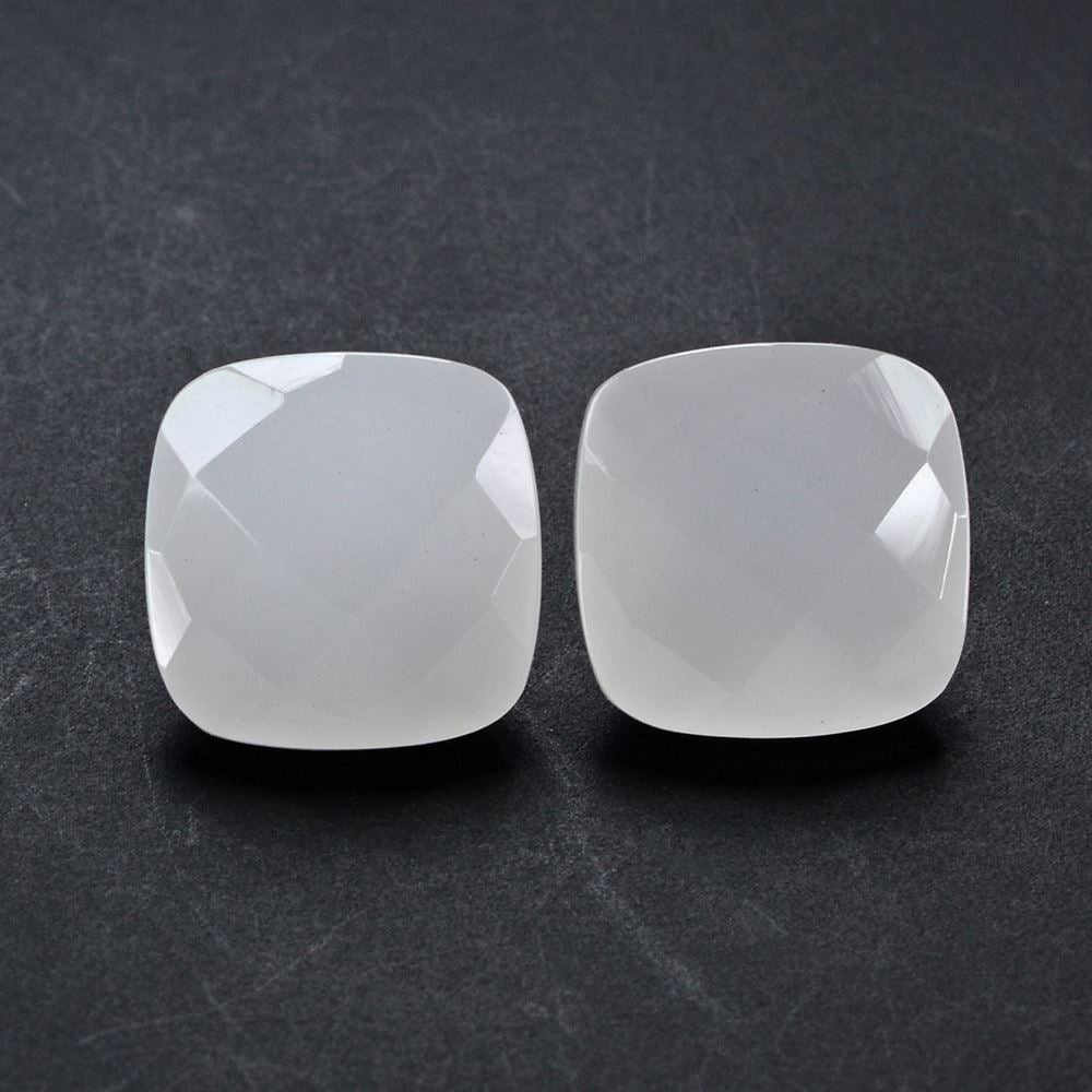 WHITE MILKY QUARTZ CHECKER CUT CUSHION 10MM 3.80 Cts.