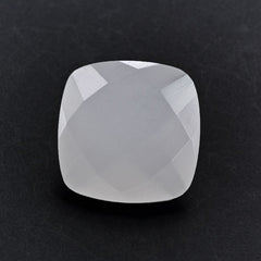 WHITE MILKY QUARTZ CHECKER CUT CUSHION 14MM 8.90 Cts.